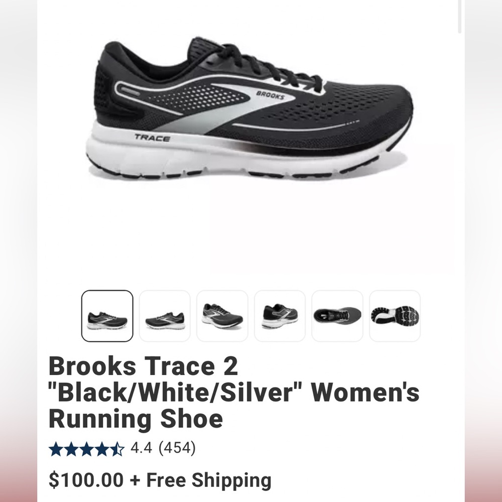 Brooks Trace 2 Women's 10B Ebony/Black/White Running Shoes 1203751B016 See Pics